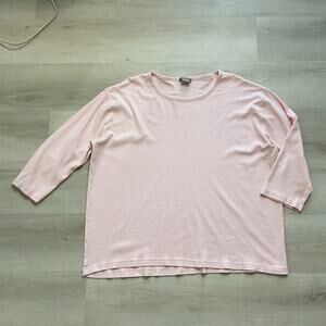 Distinct Womens Three Quarter Sleeve Crew Neck Casual Tee Pink 3XL Pure Cotton